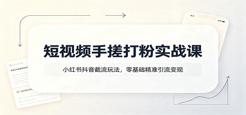 短视频手搓打粉实战课：小红书抖音截流玩法，零基础精准引流变现-巅峰研习社