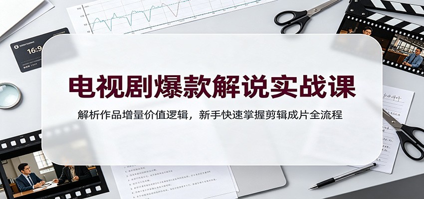 电视剧爆款解说实战课：解析作品增量价值逻辑，新手快速掌握剪辑成片全流程-巅峰研习社