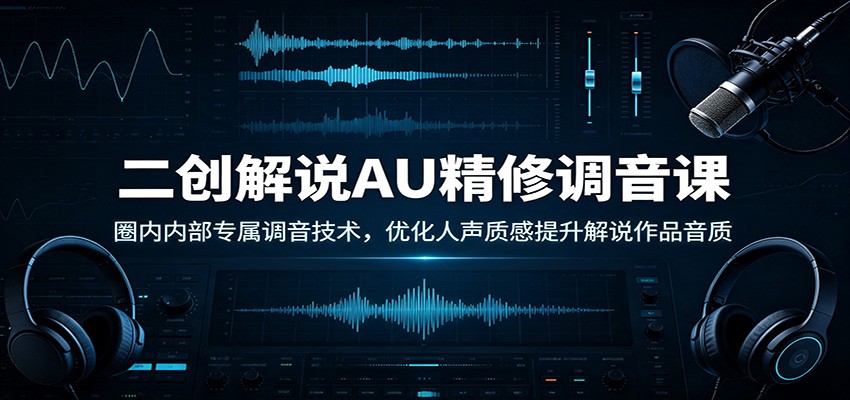 二创解说AU精修调音课:圈内内部专属调音技术,优化人声质感提升解说作品音质-巅峰研习社