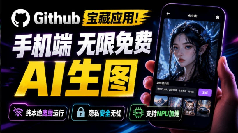 Github宝藏应用！手机端无限免费AI生图，纯本地离线运行，支持NPU加速斩获3.1k stars，local-dream-巅峰研习社