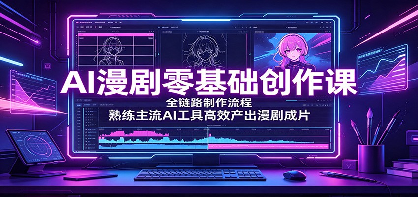 AI漫剧零基础创作课：全链路制作流程，熟练主流AI工具高效产出漫剧成片-巅峰研习社