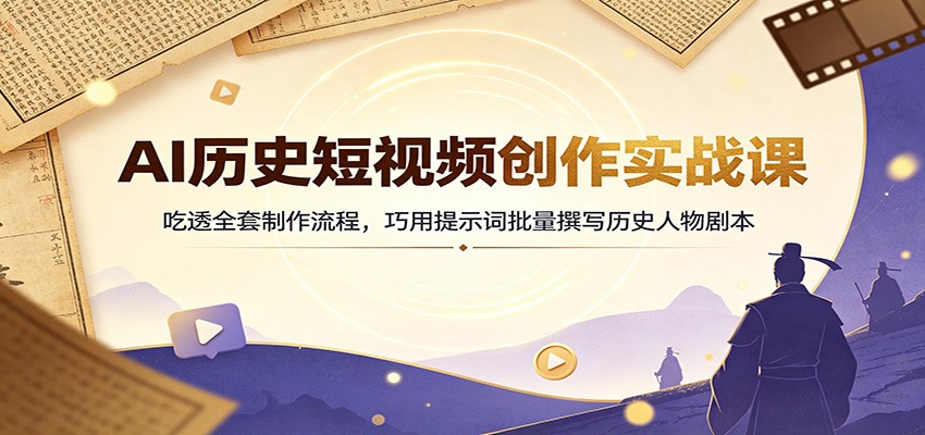 AI历史短视频创作实战课：吃透全套制作流程，巧用提示词批量撰写历史人物剧本-巅峰研习社