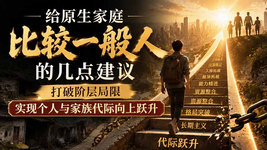 付费文章:给原生家庭比较一般人的几点建议,打破阶层局限,实现个人与家族代际向上跃升-巅峰研习社