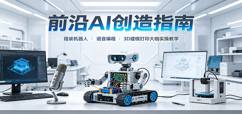 前沿AI创造指南：组装机器人、语音编程、3D建模打印大咖实操教学-巅峰研习社