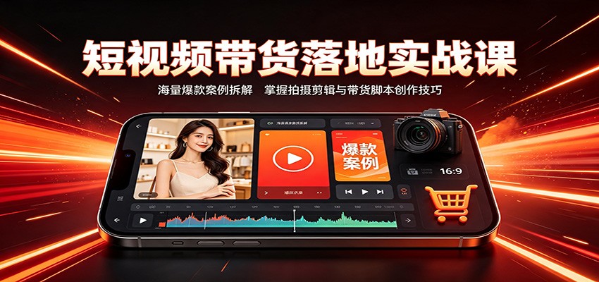短视频带货落地实战课:海量爆款案例拆解,掌握拍摄剪辑与带货脚本创作技巧-巅峰研习社