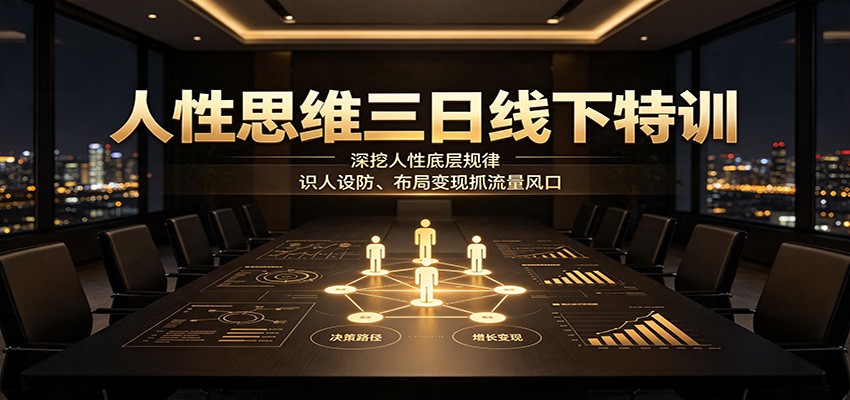 人性思维三日线下特训:深挖人性底层规律,识人设防、布局变现抓流量风口-巅峰研习社