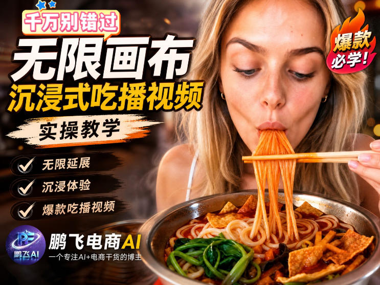 保姆级教程|用AI无线画布做沉浸式吃播,3步直接出片,无线画布工作流,操作简单好上手-巅峰研习社