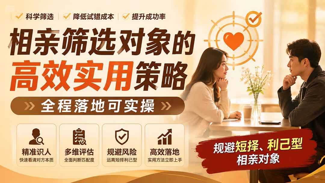 付费文章:相亲筛选对象的高效实用策略,全程落地可实操,规避短择、利己型相亲对象-巅峰研习社