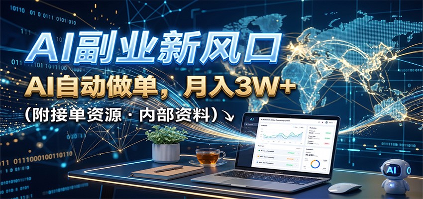 AI副业新风口，AI自动做单，月入3W+，附接单资源-巅峰研习社