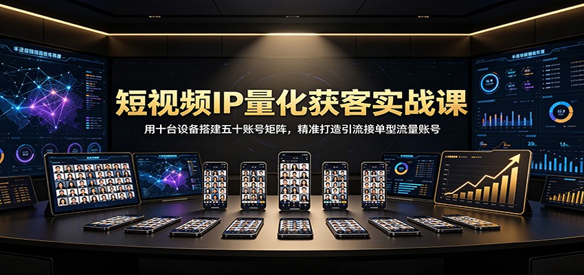 短视频IP量化获客实战课:用十台设备搭建五十账号矩阵,精准打造引流接单型流量账号-巅峰研习社