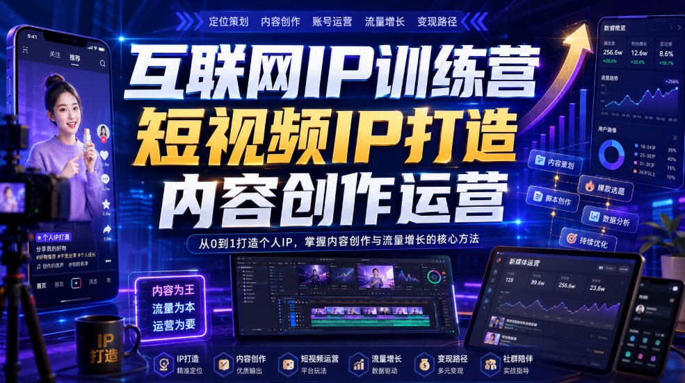 互联网IP训练营,短视频IP打造,内容创作运营-巅峰研习社