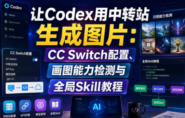 让Codex用中转站生成图片:CC Switch配置、画图能力检测与全局Skill教程-巅峰研习社
