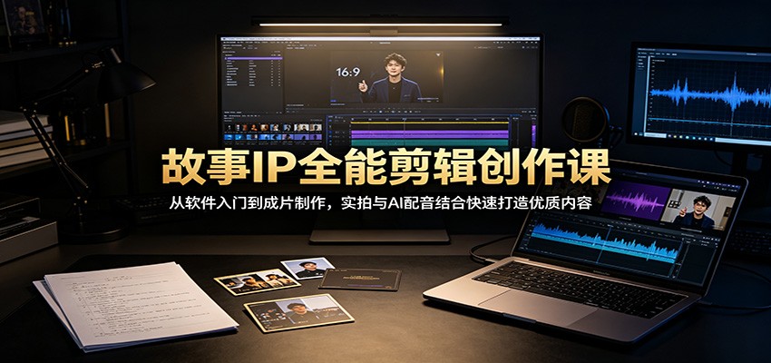 故事IP全能剪辑创作课：从软件入门到成片制作，实拍与AI配音结合快速打造优质内容-巅峰研习社