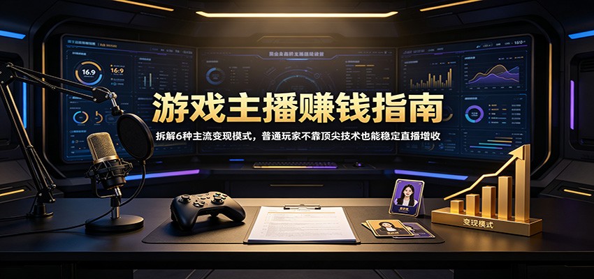游戏主播赚钱指南：拆解6种主流变现模式，普通玩家不靠顶尖技术也能稳定直播增收-巅峰研习社