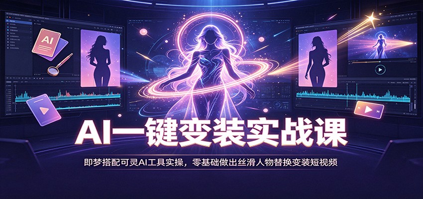 AI一键变装实战课：即梦搭配可灵AI工具实操，零基础做出丝滑人物替换变装短视频-巅峰研习社
