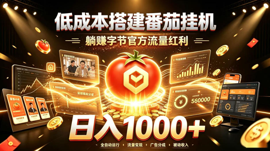 低成本搭建番茄挂G，躺賺字节官方流量红利，日入1k+，全程傻瓜式落地【揭秘】-巅峰研习社