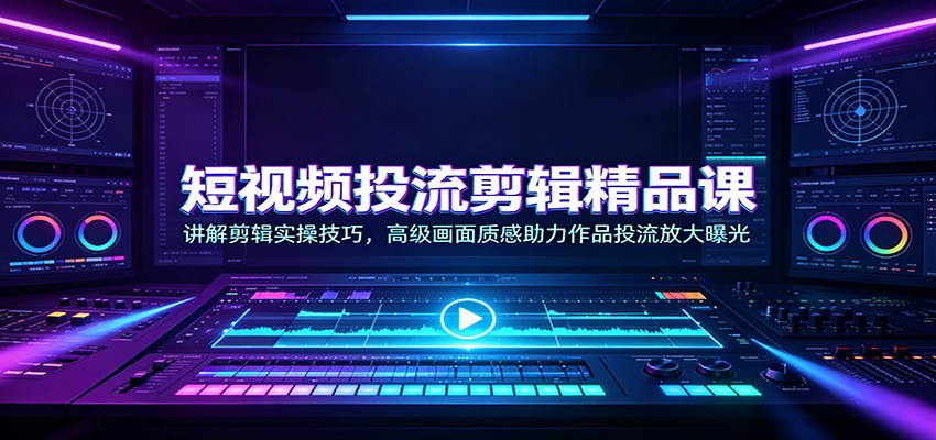 短视频投流剪辑精品课：讲解剪辑实操技巧，高级画面质感助力作品投流放大曝光-巅峰研习社