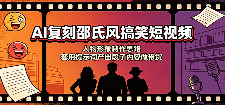 AI复刻邵氏风搞笑短视频：人物形象制作思路，套用提示词产出段子内容做带货-巅峰研习社