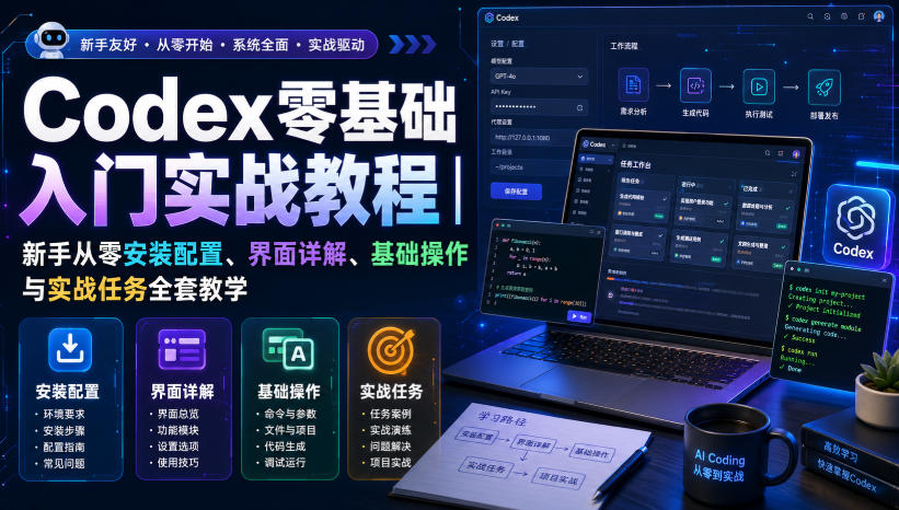 Codex零基础入门实战教程|新手从零安装配置、界面详解、基础操作与实战任务全套教学-巅峰研习社