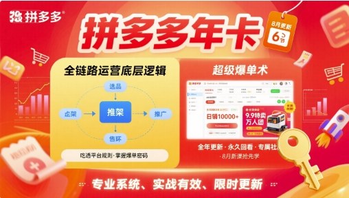 拼多多年卡,拼多多全链路运营底层逻辑,超级爆单术【更新26年8月】-巅峰研习社