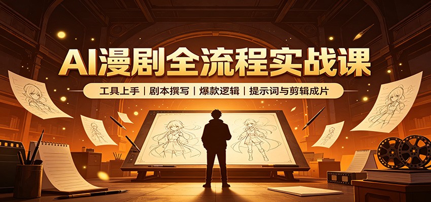 AI漫剧全流程实战课:工具上手、剧本撰写、爆款逻辑、提示词与剪辑成片-巅峰研习社