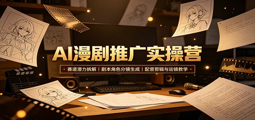 AI漫剧推广实操营:赛道潜力拆解,剧本角色分镜生成,配音剪辑与运镜教学-巅峰研习社