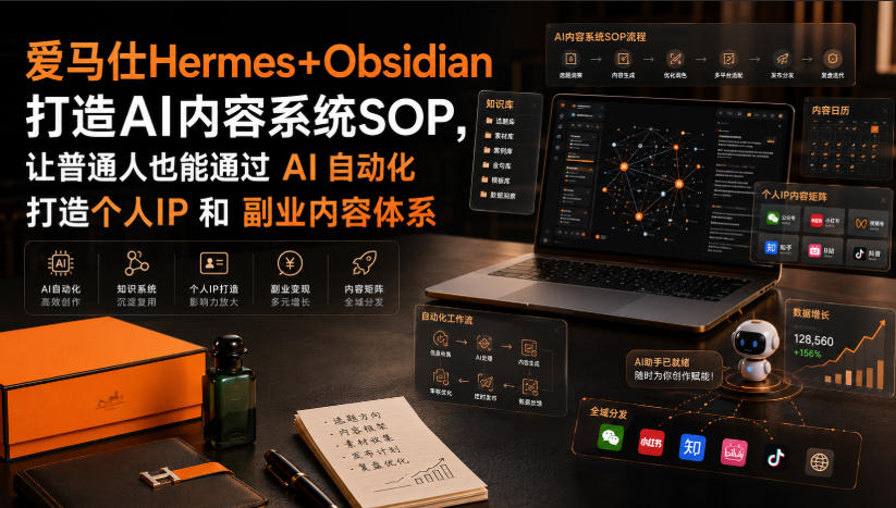 爱马仕Hermes+Obsidian打造AI内容系统SOP，让普通人也能通过 AI 自动化打造个人IP 和 副业内容体系-巅峰研习社