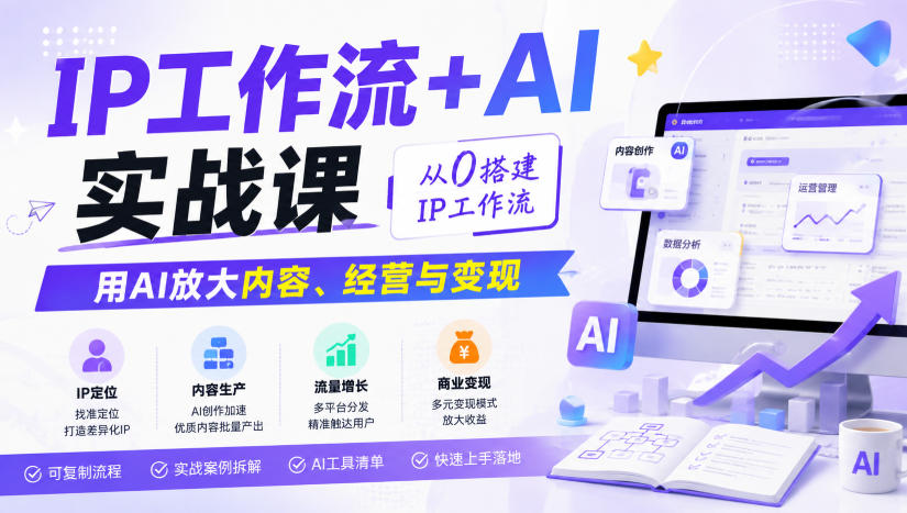 IP工作流+AI实战课，从0搭建IP工作流，用AI放大内容、经营与变现-巅峰研习社