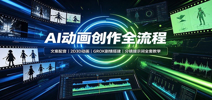 AI动画创作全流程:文案配音,2D3D动画,GROK剧情搭建,分镜提示词全套教学-巅峰研习社