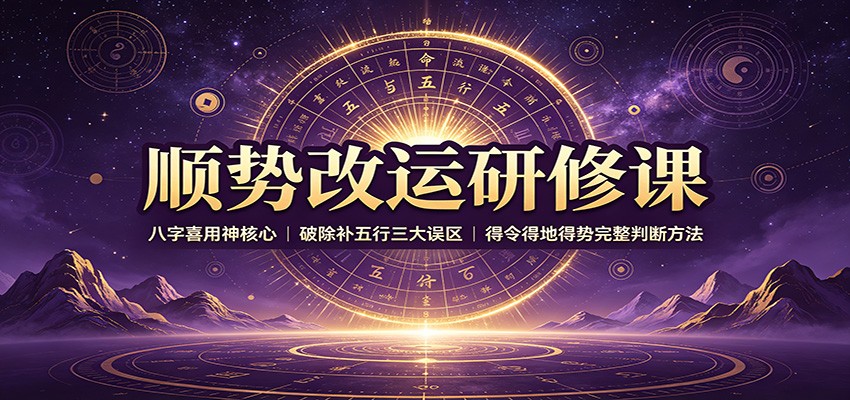 顺势改运研修课:八字喜用神核心,破除补五行三大误区,得令得地得势完整判断方法-巅峰研习社