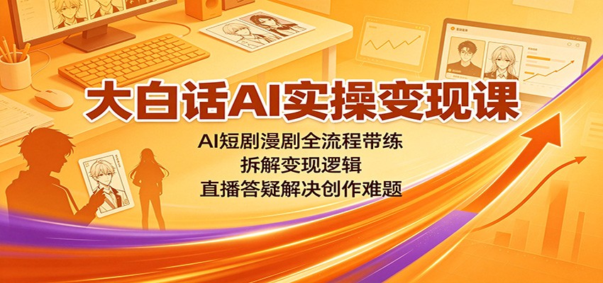 大白话AI实操变现课:AI短剧漫剧全流程带练,拆解变现逻辑,直播答疑解决创作难题-巅峰研习社