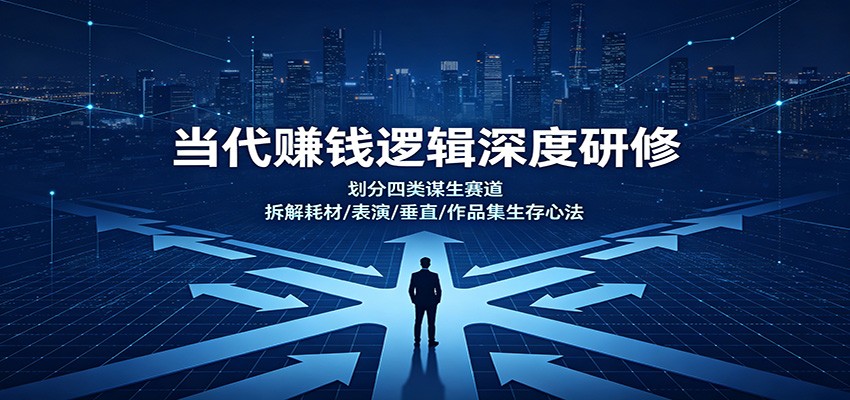 当代赚钱逻辑深度研修:划分四类谋生赛道,拆解耗材/表演/垂直/作品集生存心法-巅峰研习社