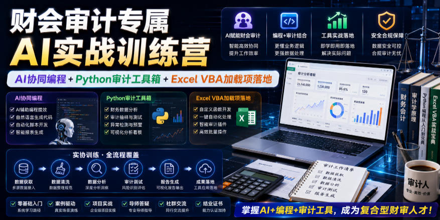 财会审计专属AI实战训练营｜AI协同编程+Python审计工具箱+Excel VBA加载项落地(更新0816)-巅峰研习社