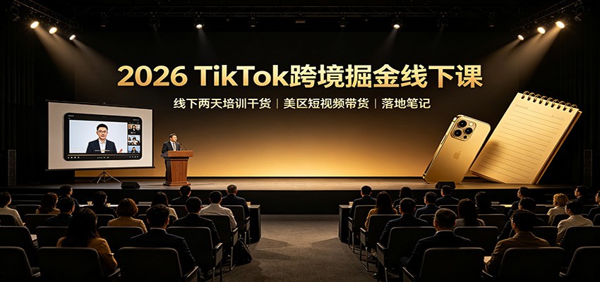 2026 TikTok跨境掘金线下课：线下两天培训干货，美区短视频带货落地笔记-巅峰研习社