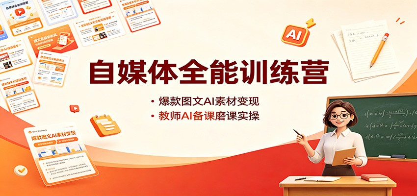 自媒体全能训练营：爆款图文AI素材变现，教师AI备课磨课实操-巅峰研习社