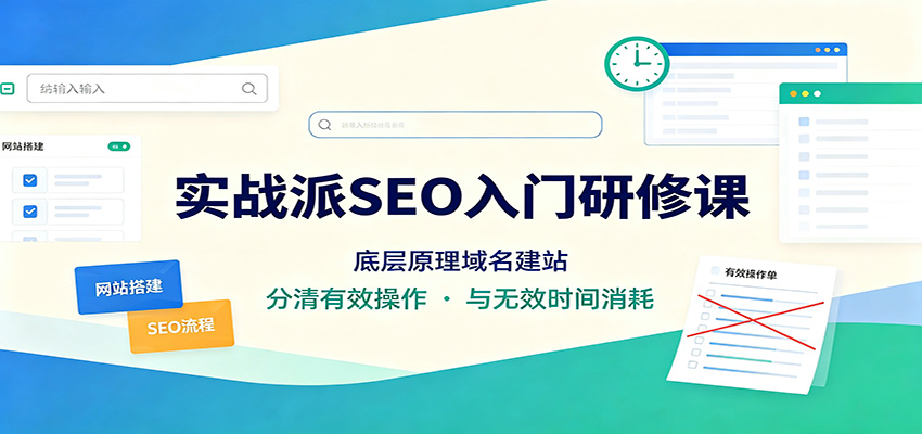 实战派SEO入门研修课：底层原理域名建站，分清有效操作与无效时间消耗-巅峰研习社