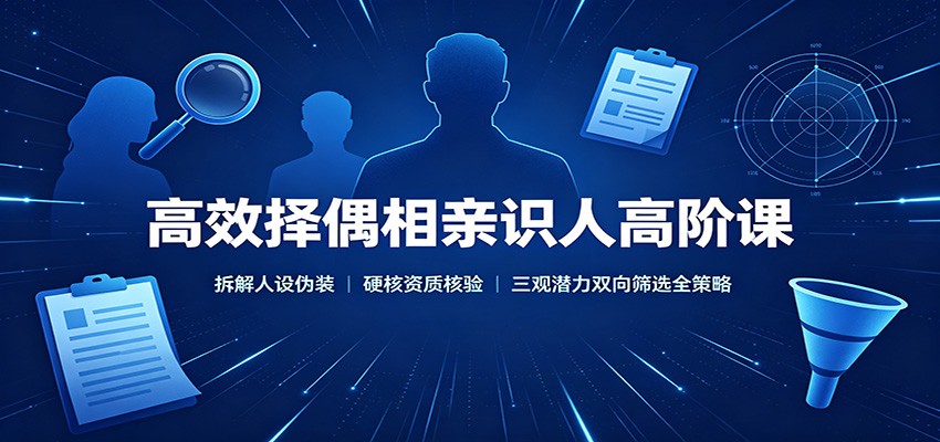 高效择偶相亲识人高阶课：拆解人设伪装，硬核资质核验，三观潜力双向筛选全策略-巅峰研习社
