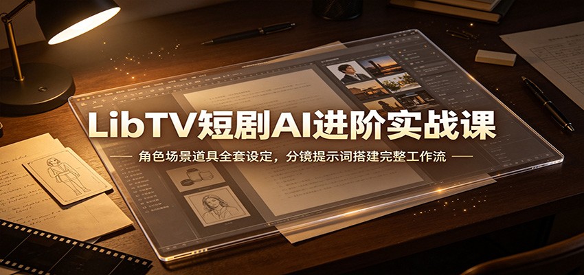 LibTV短剧AI进阶实战课：角色场景道具全套设定，分镜提示词搭建完整工作流-巅峰研习社