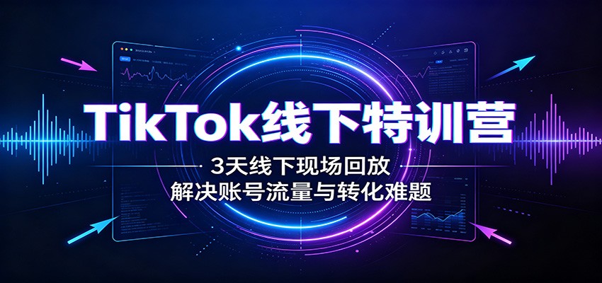 TikTok线下特训营：3天线下现场回放，解决账号流量与转化难题-巅峰研习社
