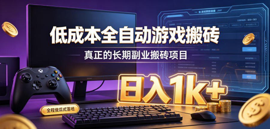 低成本全自动游戏搬砖,真正的长期副业搬砖项目,日入1k+,全程傻瓜式落地【揭秘】-巅峰研习社