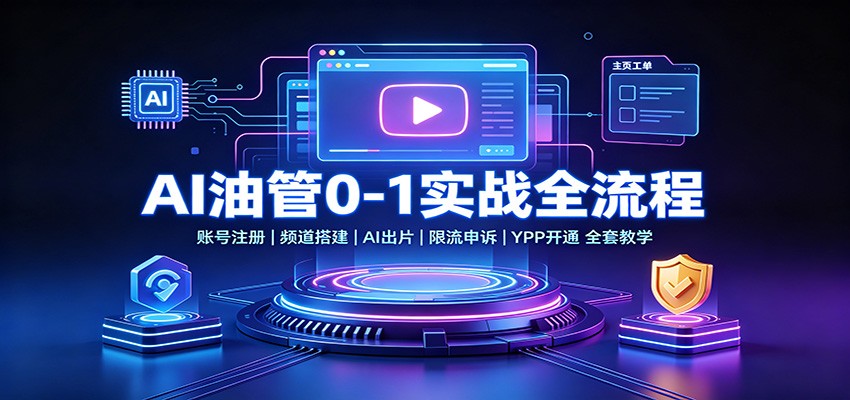 AI油管0-1实战：账号注册频道搭建，AI出片，限流申诉，YPP开通全套教学-巅峰研习社