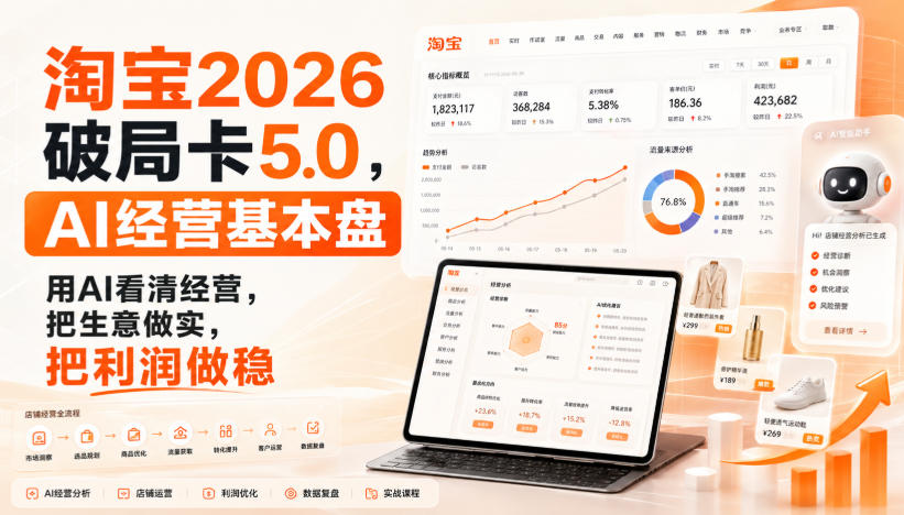 智篆商业-淘宝2026破局卡5.0，AI经营基本盘，用AI看清经营，把生意做实，把利润做稳-巅峰研习社