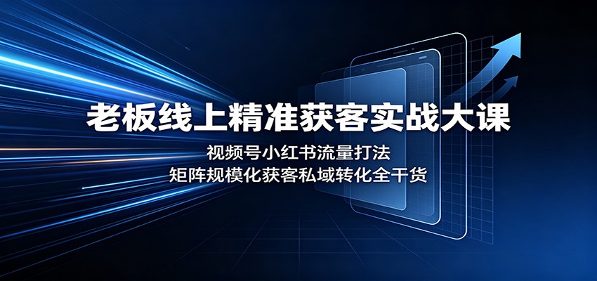 老板线上精准获客实战大课：视频号小红书流量打法，矩阵规模化获客私域转化全干货-巅峰研习社