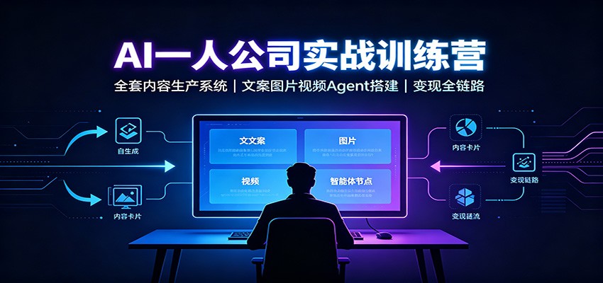 AI创作一人公司实战训练营：全套内容生产系统，文案图片视频Agent搭建变现全链路-巅峰研习社