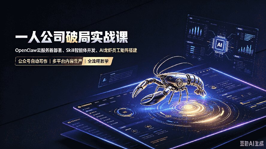 一人公司破局实战课｜OpenClaw云服务器部署、Skill智能体开发、AI龙虾员工矩阵搭建，公众号自动写作与多平台内容…-巅峰研习社