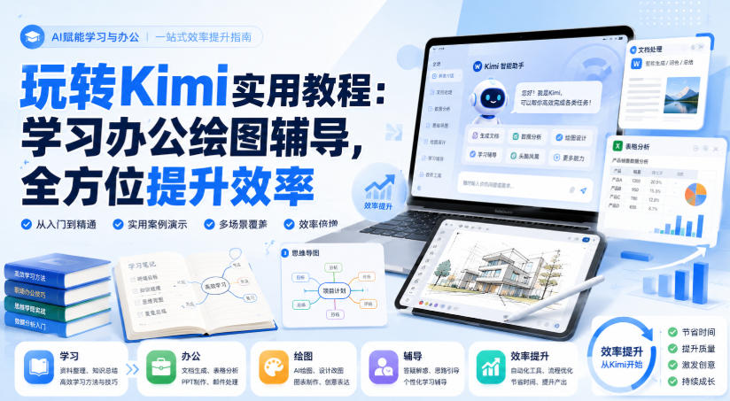 玩转Kimi实用教程：学习办公绘图辅导，全方位提升效率-巅峰研习社