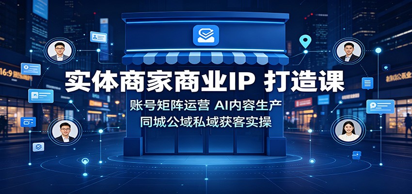 实体商家商业IP打造课：账号矩阵运营，AI内容生产，同城公域私域获客实操-巅峰研习社