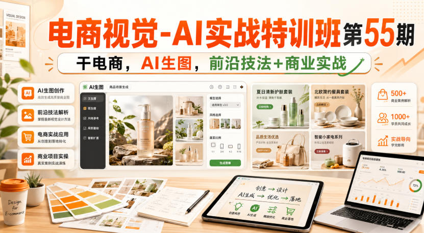 电商视觉-AI实战特训班第55期,干电商,AI生图,前沿技法+商业实战-巅峰研习社