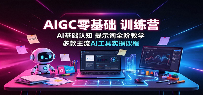 AIGC零基础训练营:AI基础认知,提示词全阶教学,多款主流AI工具实操课程-巅峰研习社