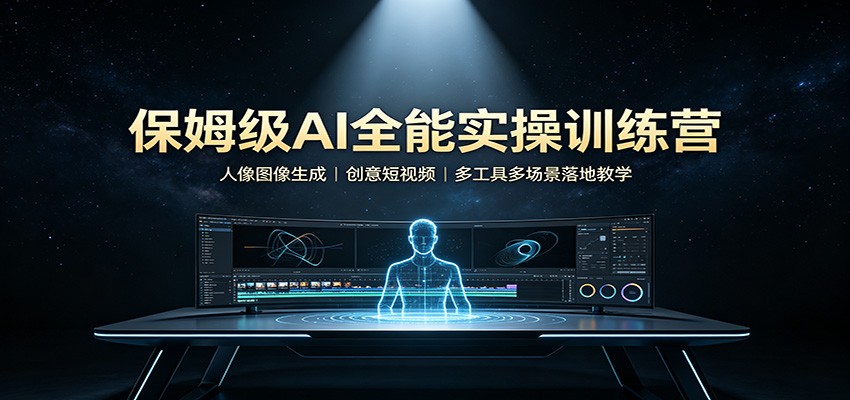 保姆级AI全能实操训练营：人像图像生成，创意短视频，多工具多场景落地教学-巅峰研习社